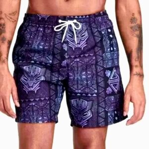 MARVEL Black Panther Men's Purple Swim Trunks Bathing Suit. Size Small